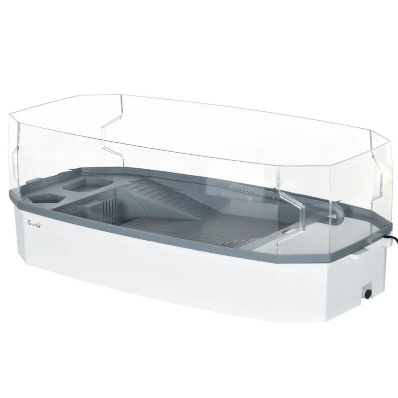 PawHut Turtle Tank Kit, Turtle Aquarium With Basking Platform, Water Pump, Filter Layer Design, Full View Visually Reptile Habitat, Easy To Clean And Change Water, Multi Functional Area