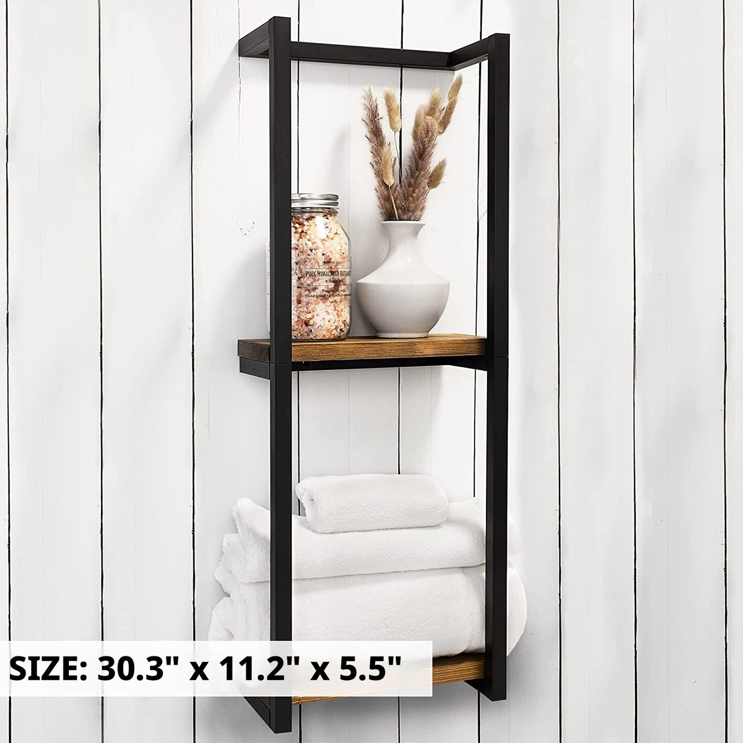 Towel shelf-black square tube-1 piece