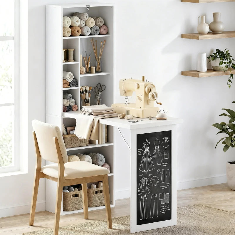 Fold - out Convertible Office Desk, Wall Mount Computer Desk With Blackboard And