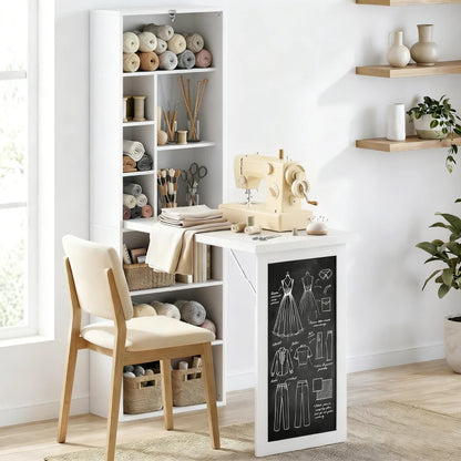 Fold - out Convertible Office Desk, Wall Mount Computer Desk With Blackboard And