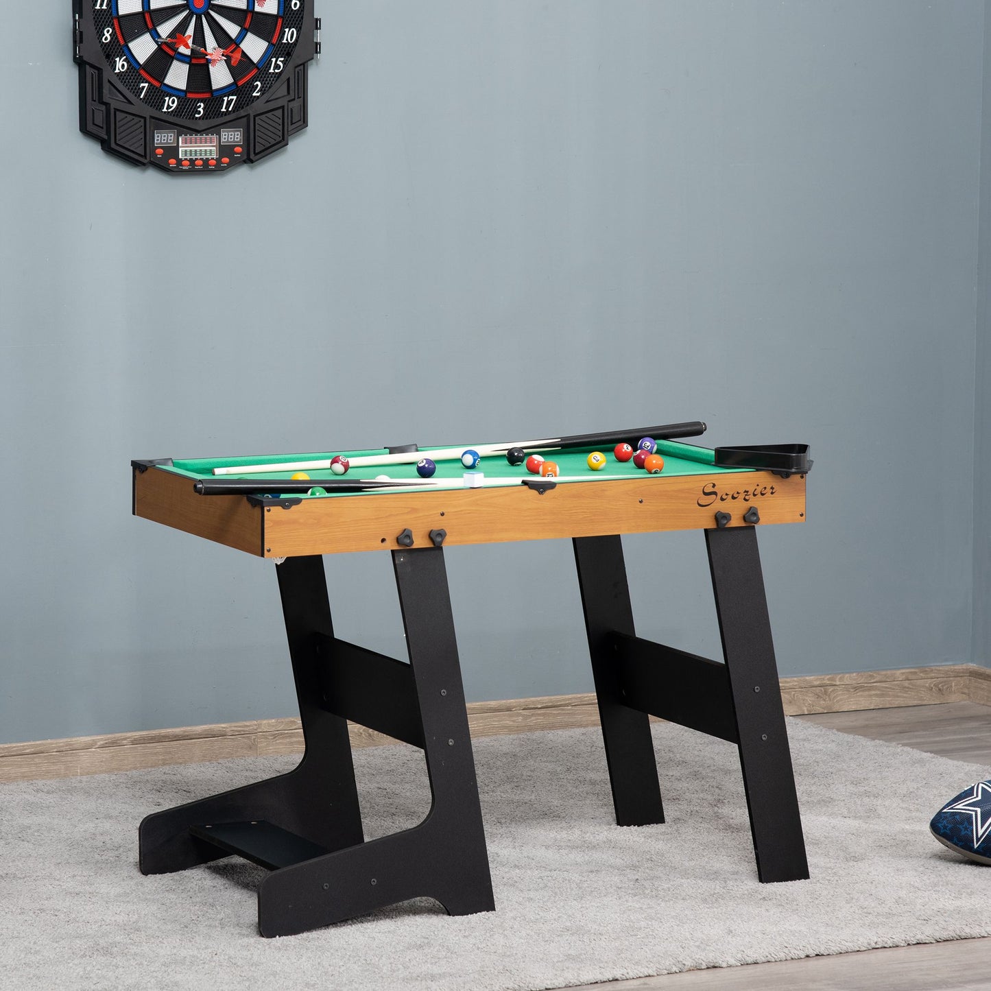 38'' Mini Pool Table Set Tabletop Billiards Game, Fun For Whole Family Game Room Man Cave, With Easy Folding For Storage, With Balls, Cues, Chalk, Brush