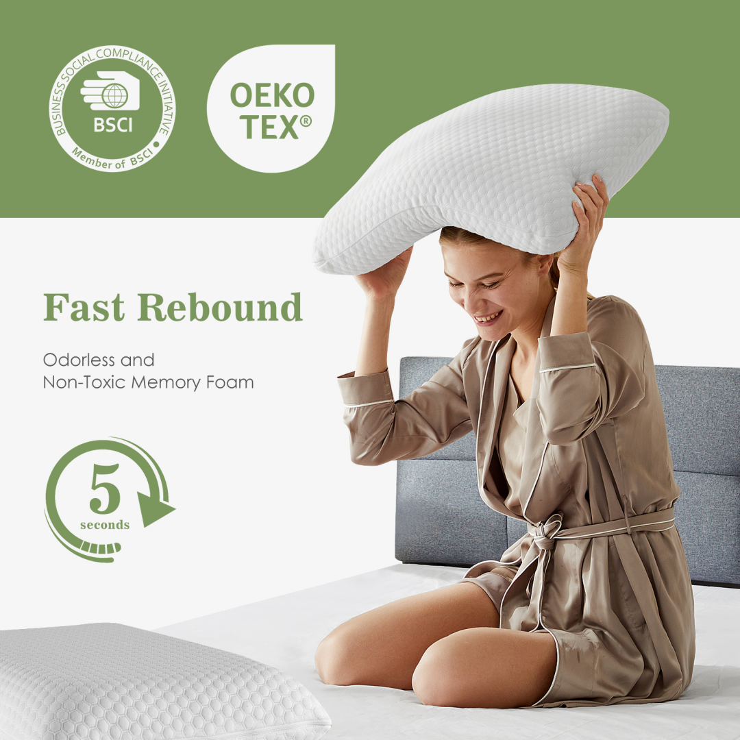 Memory Foam Pillow, Detachable Washable Pillowcase, Odorless, Ergonomic Pillow