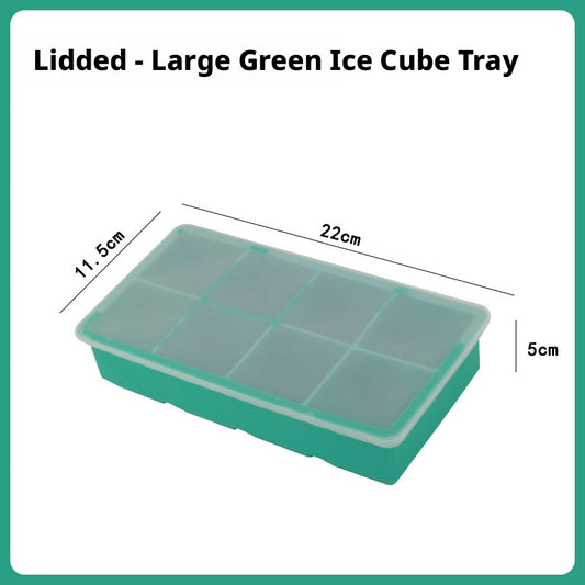 Silicone ice cube mold-eight squares-green-1 pack