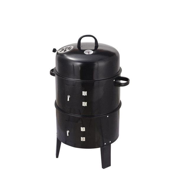 Outdoor Double-layer Grill, Charcoal Wood Fired Braising And Smoking Stove
