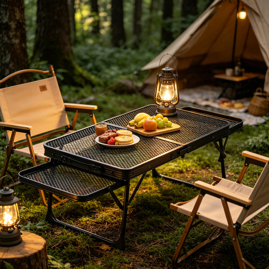 3 Ft Folding Grill Table, Portable Picnic Table With Wing Panels Height Adjustable Metal Table, Lightweight, Stable Lockable Legs Easy Setup For Cooking, Camping, Picnic, BBQ Black