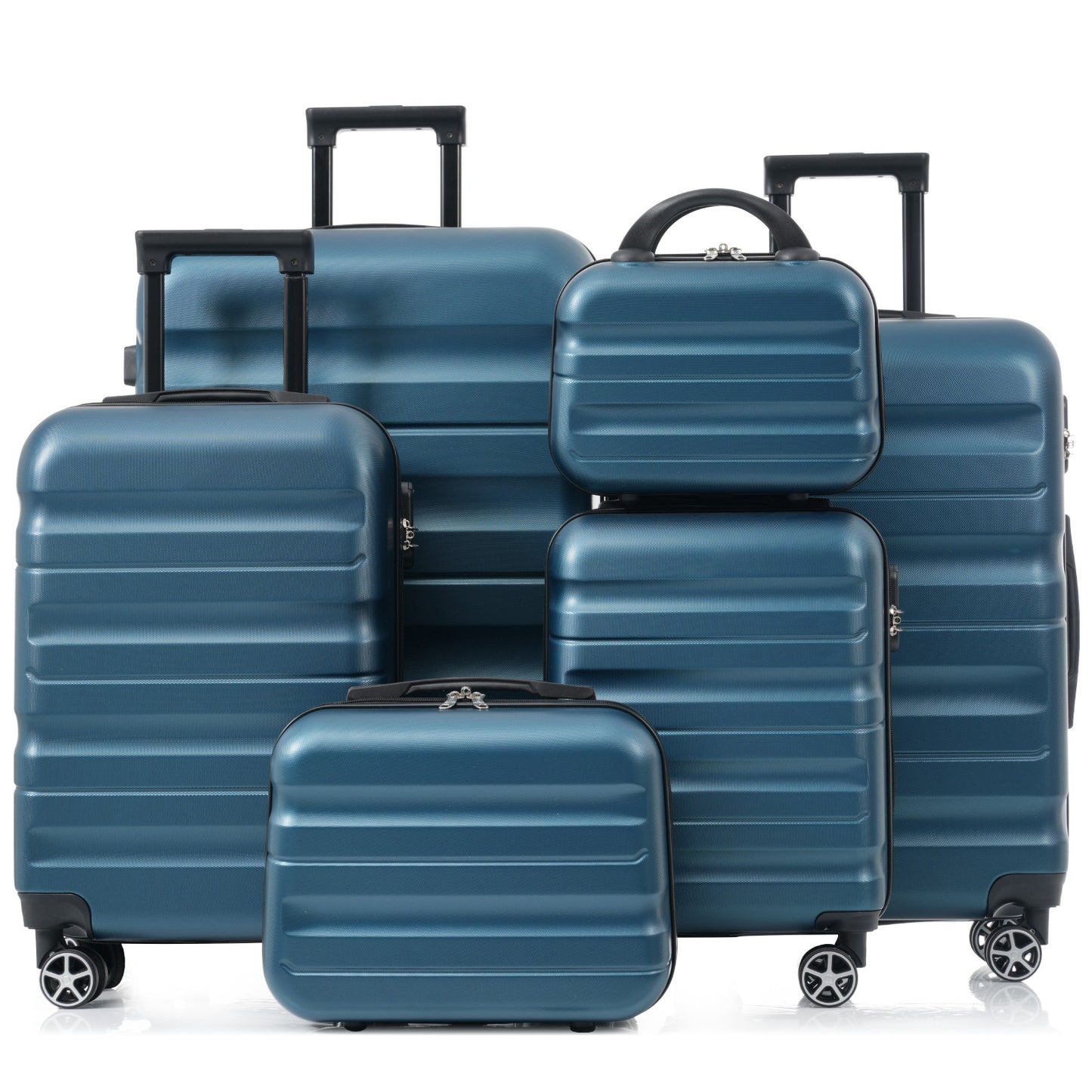 Ensemble de 6 valises rigides ABS, légères, roues doubles pivotantes, cabine et soute