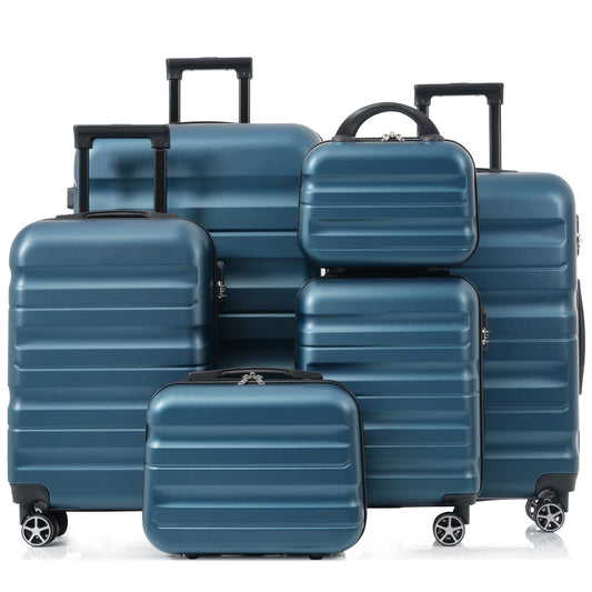 Ensemble de 6 valises rigides ABS, légères, roues doubles pivotantes, cabine et soute