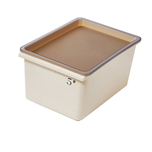 Storage Bin Plastic Box With Lid Stackable Cream Style Ample Capacity Grooved Bottom Storage Basket For Closet Bedroom 5L
