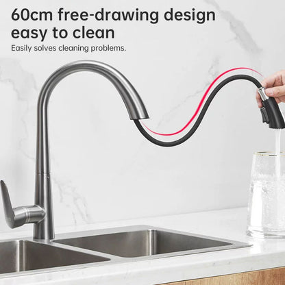 Removable 304 Stainless Steel Kitchen Sink in Polished Gold, with a pull-down faucet for hot and cold water.