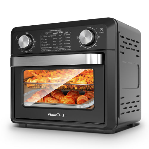 Four grille-pain à air chaud compact 11 L, 2 tranches, grill, cuisson sans huile, minuterie 60 min, 1000W, noir