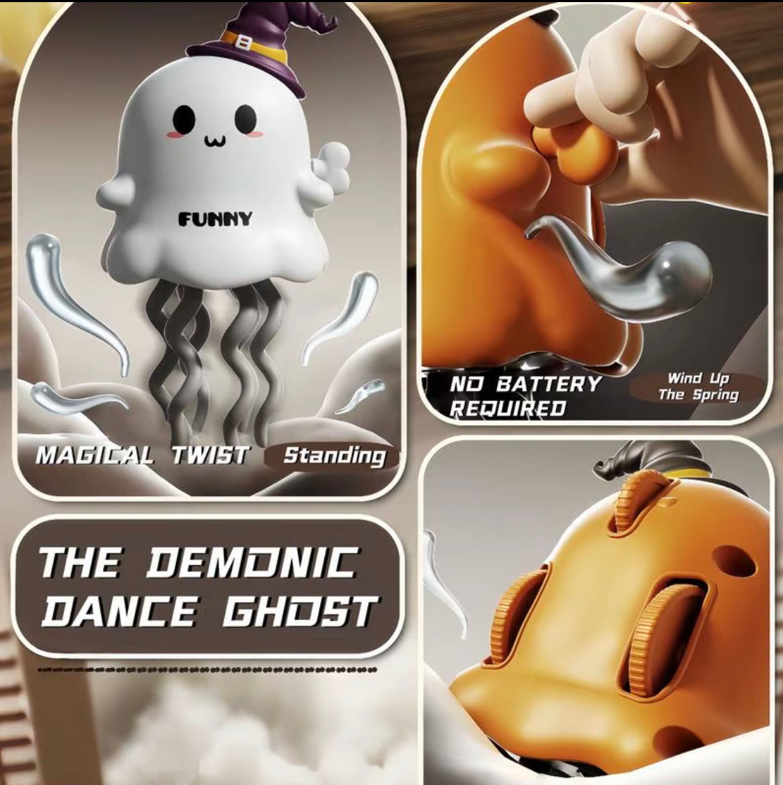 Christmas Halloween Wind - Up Toy, Magical Mini Dancing Ghost, Twisting Sliding