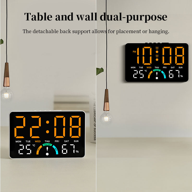 Digital Alarm Clock with Temperature & Humidity Display, Dual Alarm, Snooze