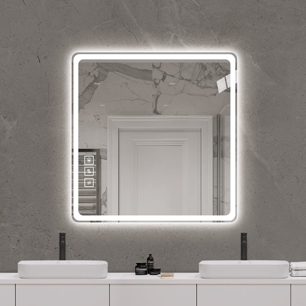 Miroir LED Salle de Bain 91x91cm - Anti-buée Anti-explosion