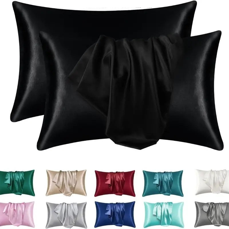 Silk - like Solid Color Double - sided Satin Pillowcase