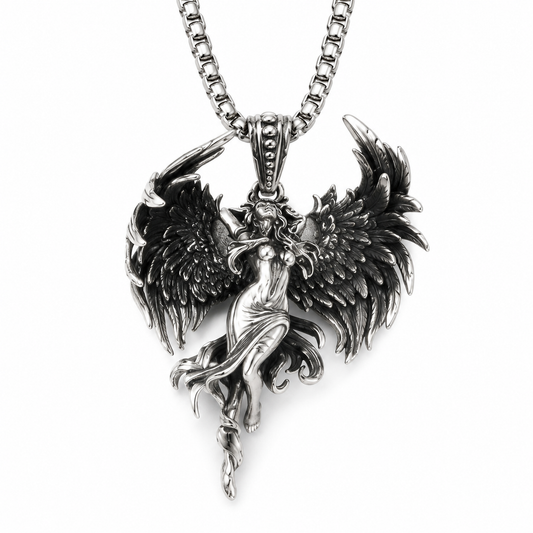 Collier Pendentif Aile d'Ange Déchu 3D - Antique