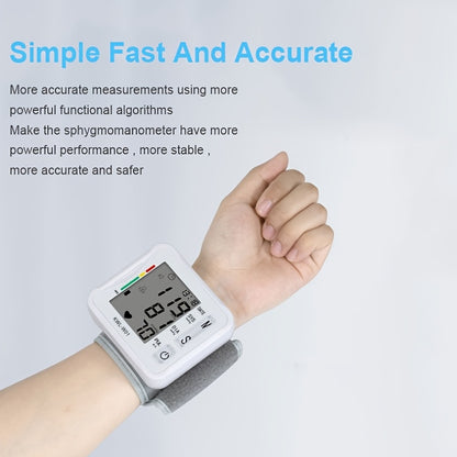 Wrist Blood Pressure Monitor, LCD Display, Audio Prompts, Adjustable Cuff, Irregular Heartbeat Detection, Easy To Use, Perfect For Elderly Care, For Medical And Home Use, Blood Pressure Monitor (without Batteries), Good Gift