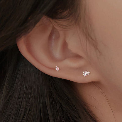 Boucles d'Oreilles Lotus Asymétriques Argent 999 Émaillé