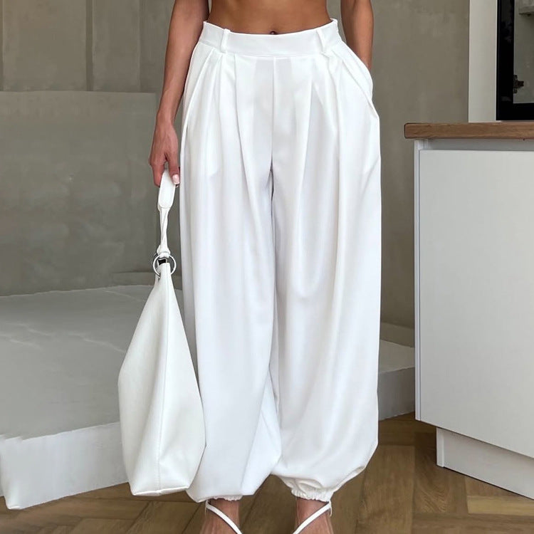White High-Waisted Balloon Pants