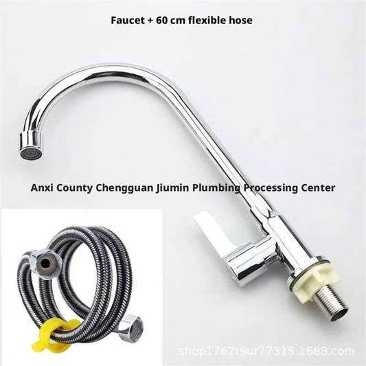 Single cooling kitchen faucet-faucet + inlet pipe-201 stainless steel + nylon pipe-1 set
