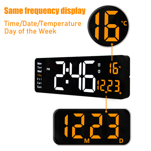 LED Large Big Jumbo Wall Desk Clock Digital Display With Calendar Temperature 16