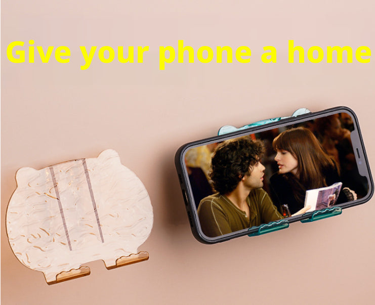 Mobile phone holder-punching free wall mount-yellow-PS material-1 piece