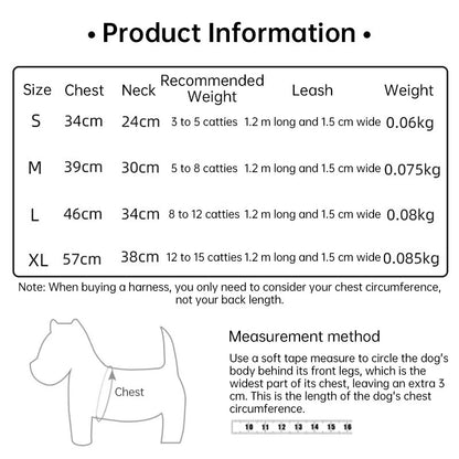 Adjustable pet harness set (small dogs/cats): vest, collar, leash. Fits French Bulldogs, Chihuahuas, etc.