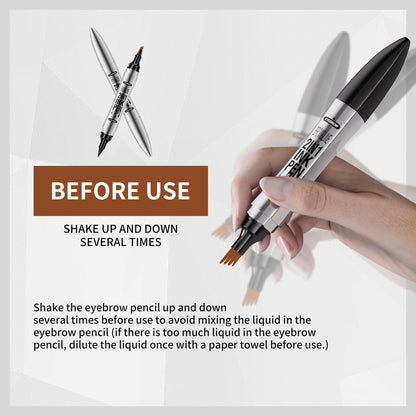 2 In 1 Microblading Eyebrow Pen, 4 Fork Tip, 3D Waterproof Magic Eyebrow Pencil