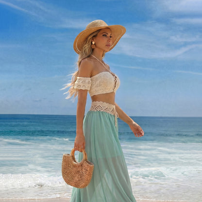 Ensemble 2 Pièces - Robe de Plage Mousseline Réversible