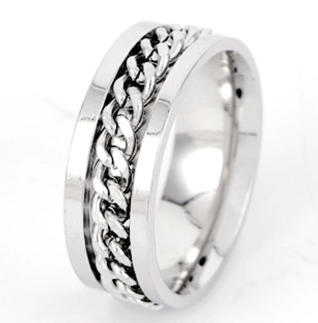 Ring bottle opener-white chain No. 8 on white background-1 piece