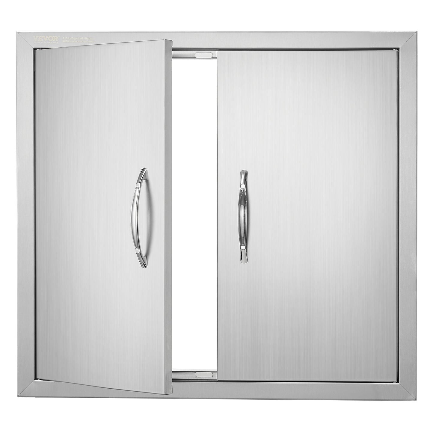 BBQ Access Door, 26W X 24H Inch Double Outdoor Kitchen Door, Stainless Steel Flush Mount Door, Wall Vertical Door With Handles, For BBQ Island, Grilling Station, Outside Cabinet
