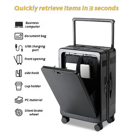 Valise à roulettes tendance 16 pouces avec serrure TSA, roues pivotantes 360° et serrure à code