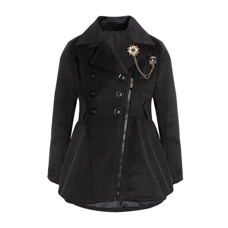 Girls Wool - Blend Coat Warm Long Vintage Jacket For Kids 3 - 5 Years Toddler