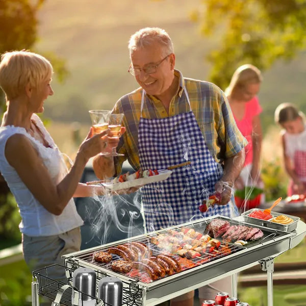 16.7x10x17.7in Portable Charcoal Grill Foldable BBQ Suitcase Grill Shelf For Outdoor Camping Picnics Garden Grilling