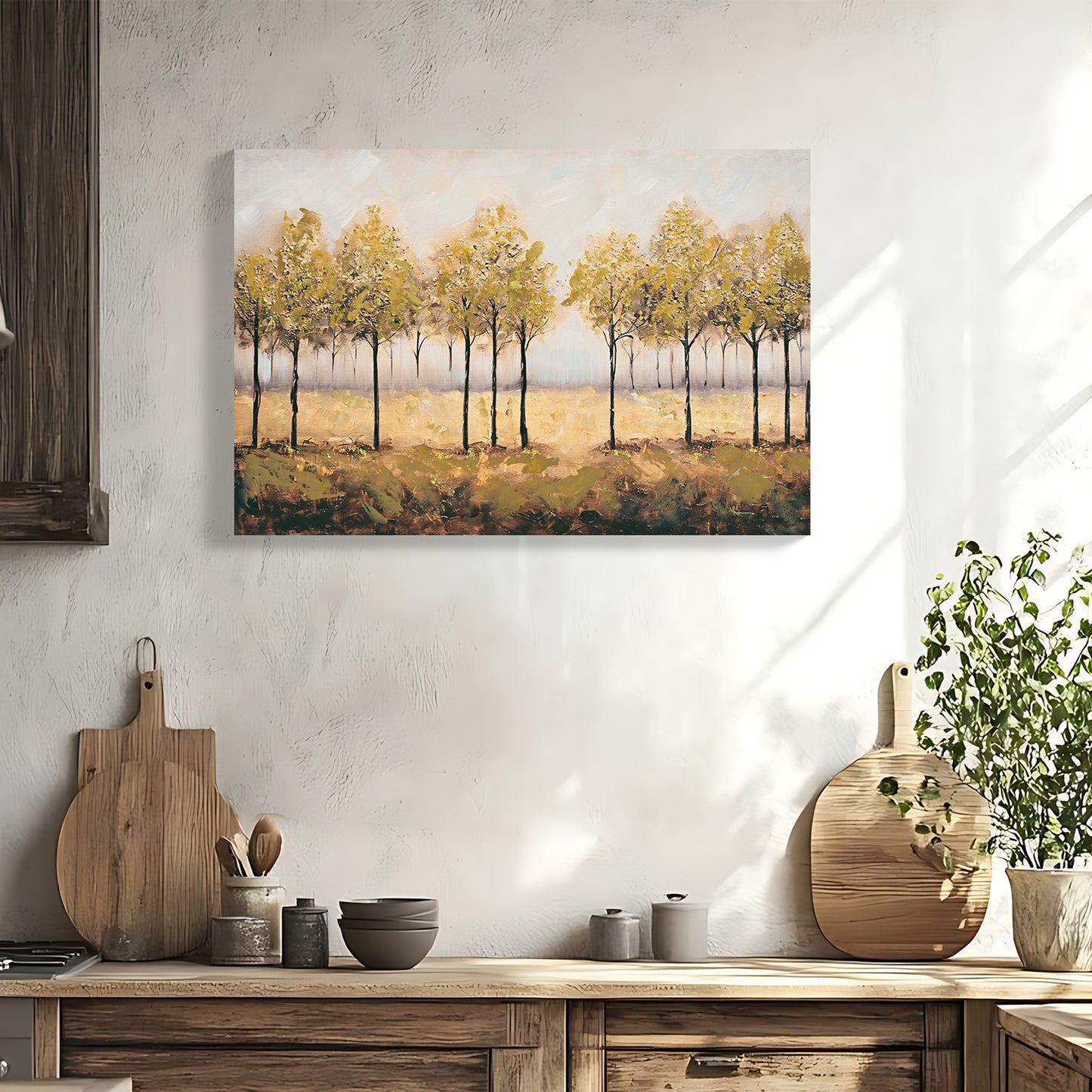 Framed Wall Art Decor Canvas Print Autumn Embellishments Plant Forest Abstract Tree Painting Picture Artwork Framed Wall Decor For Living Room Bedroom Living Room And Apartment 24x36 Inch
