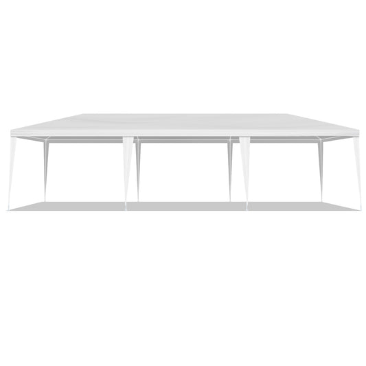 Tente de réception blanche 3 x 9 m avec 5 parois, tonnelle d'extérieur, cadre acier, imperméable