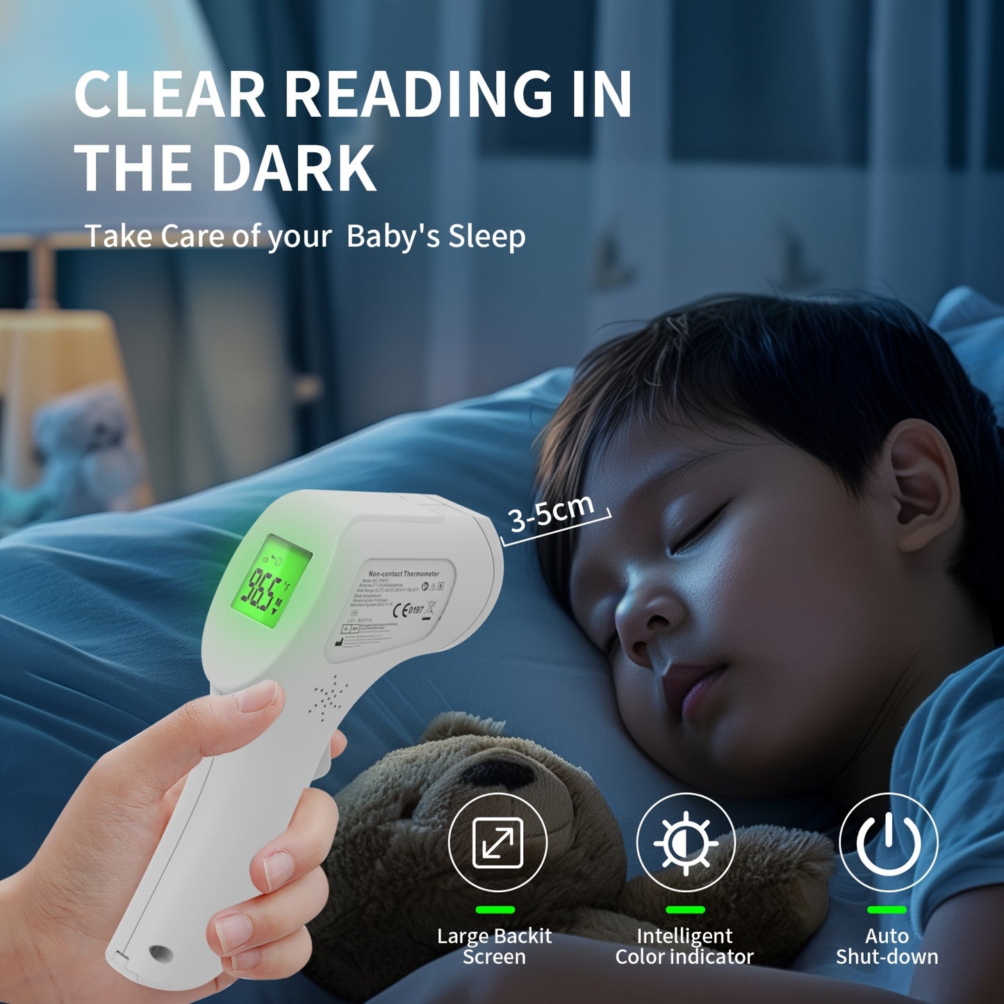 Medical Grade Forehead Thermometer for Adults,, Non-Contact Digital Infrared Thermometer, Backlit Display, °C/°F Display, Fever Alarm, Multifunctional Digital Thermometer for Home And Clinic, Fever Detection Device, Medical