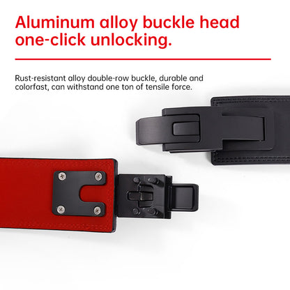 Heavy-Duty Leather Weightlifting Belt - Firm Back Support for Squats & Deadlifts.