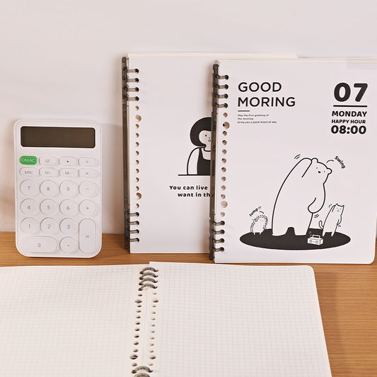 A5 Loose Spiral Plaid Non-stick Eight-hole Removable Shell Mesh Notebook