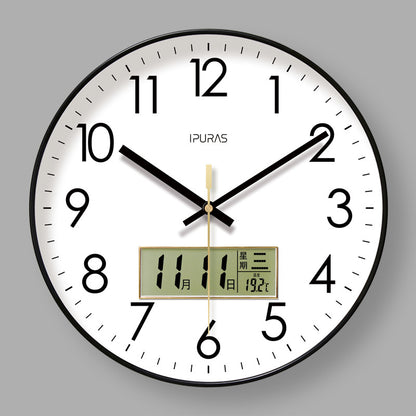 2025 New 10/12/14 - inch Electronic Calendar Wall Clock. Monitors temp & humidity. Dual - display. Mute. Quartz movement.