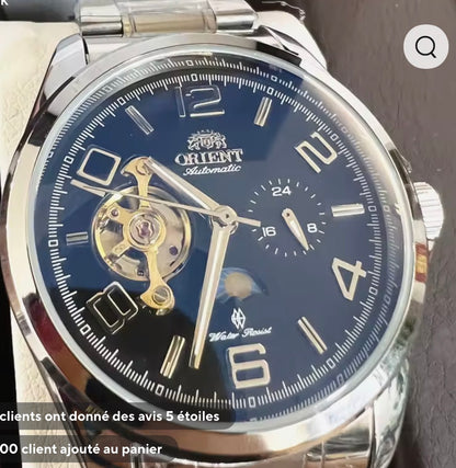 MONTRE ORIENT CLASSIC - Sun & Moon - COEUR OUVERT CADRAN BLEU