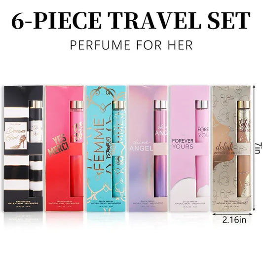 6pcs Women's Eau De Parfum Travel Set - Long-Lasting, Refreshing Fragrance In 6 Unique Scents - Ideal For Daily Use, Dates
