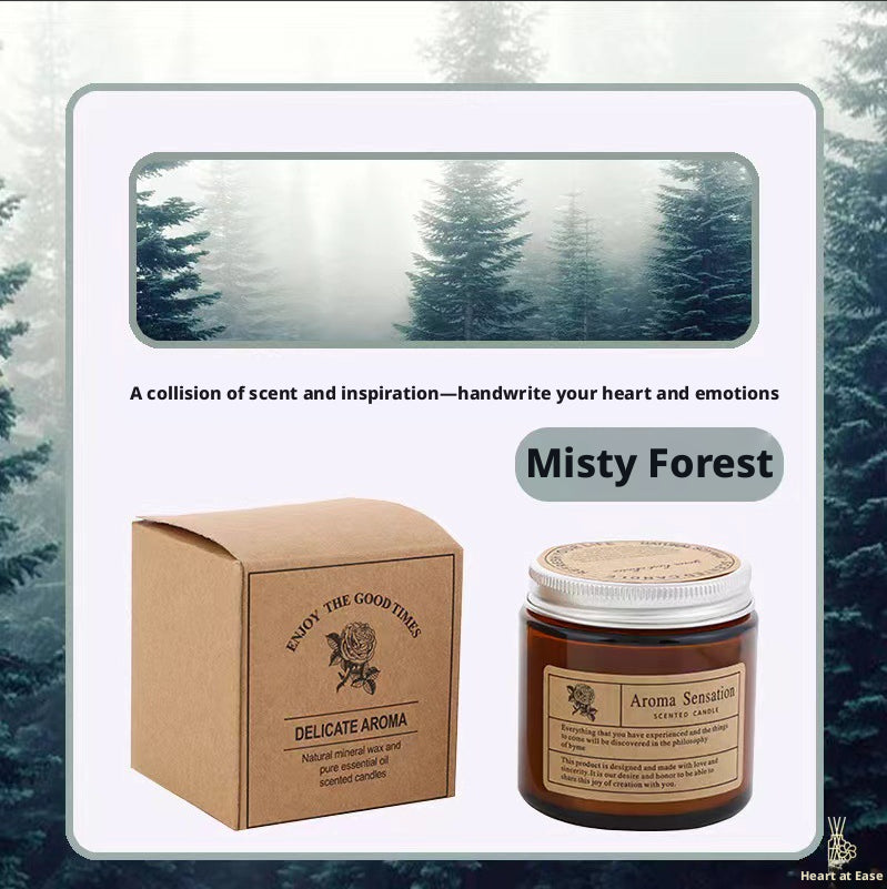 Small brown bottle scented candle-Misty Forest-Soybean Wax-1 piece