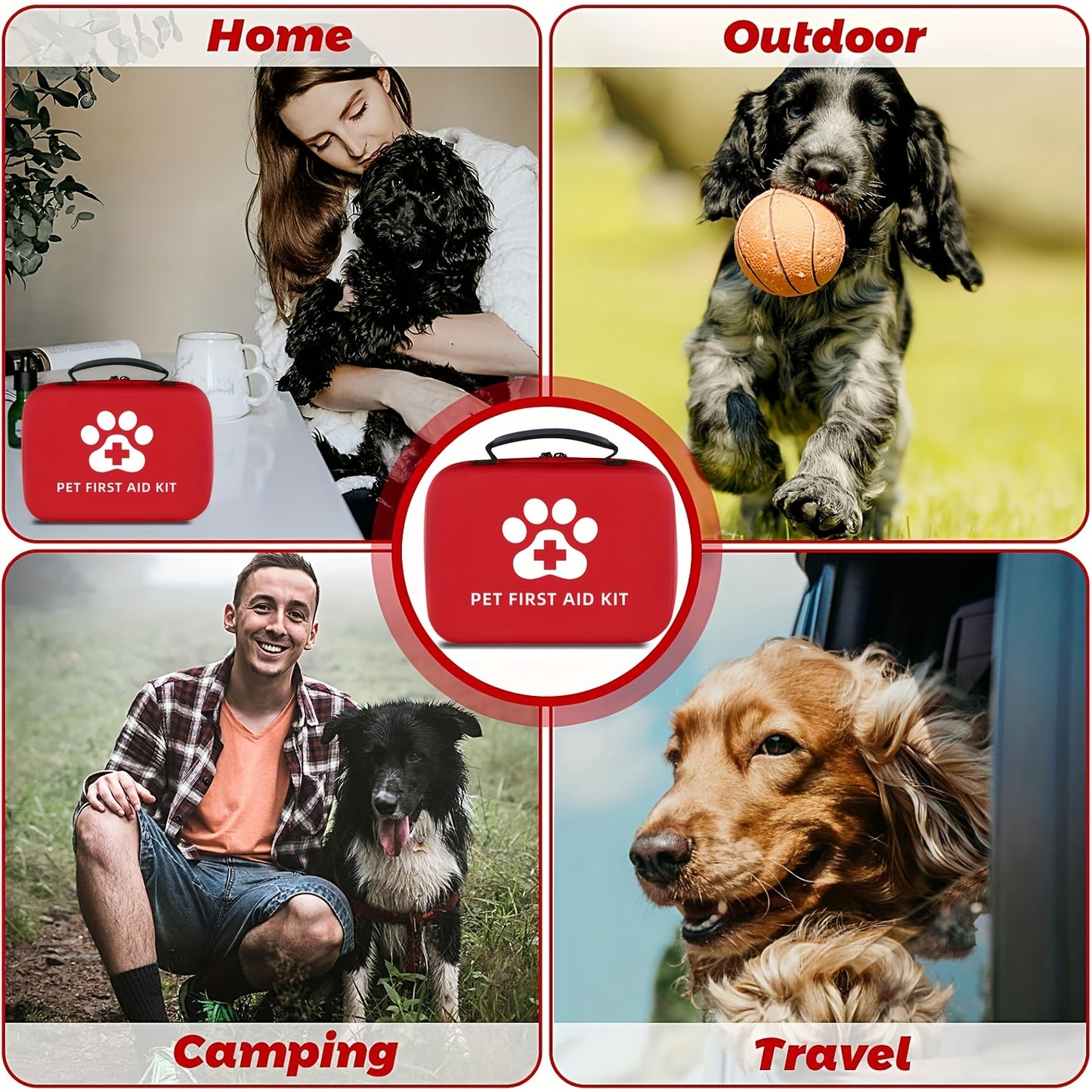 91-Piece Pet First Aid Kit for Dogs and Cats: Comprehensive Emergency Travel Supplies with Scissors, Tweezers, Bandages, Tourniquet - Portable Medical Essentials for Hiking, Camping, Backpacking