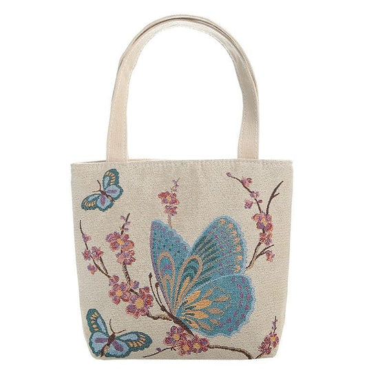 Double-sided embroidered handbag-butterfly style-canvas-37 * 33 *9cm-1 piece