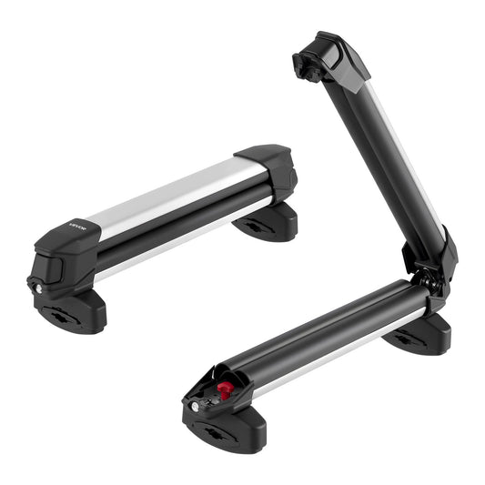 Ski & Snowboard Roof Rack, Carry Up To 4 Pairs Of Skis Or 2 Snowboards, 2 PCS Aluminum Universal Car Roof Rack Top Holder With Lock & Rubber Padding, Carrier For Fishing Rod, Fit Most Crossbars