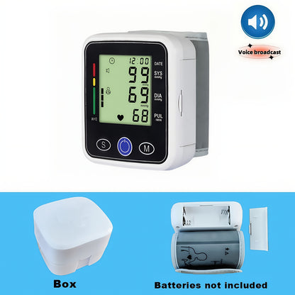 Wrist Blood Pressure Monitor, LCD Display, Audio Prompts, Adjustable Cuff, Irregular Heartbeat Detection, Easy To Use, Perfect For Elderly Care, For Medical And Home Use, Blood Pressure Monitor (without Batteries), Good Gift