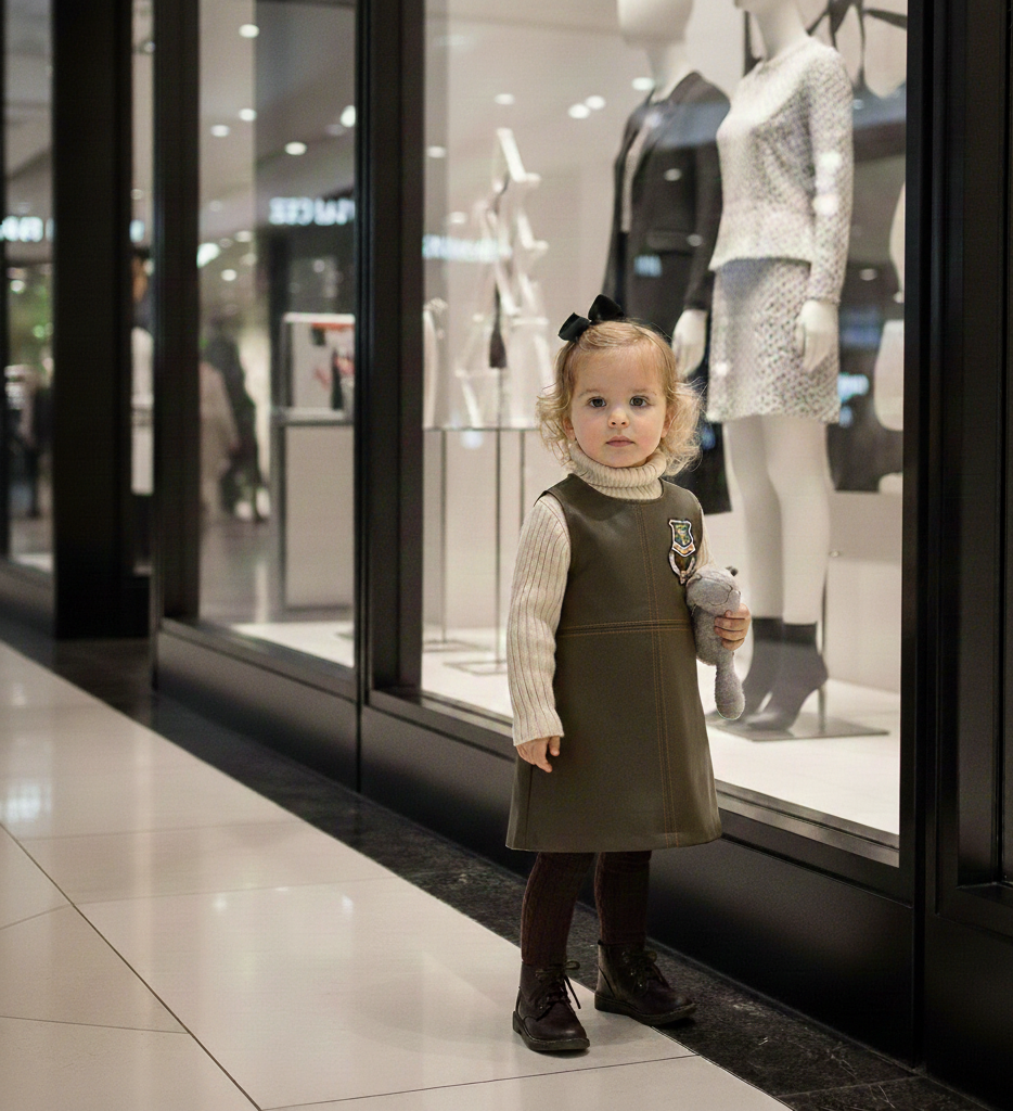 Girls PU Leather Dress Sleeveless A Line Mini Dress Kids Winter Party Dress 2