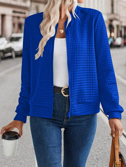 Cardigan Femme Manches Longues Zippé Uni - Décontracté