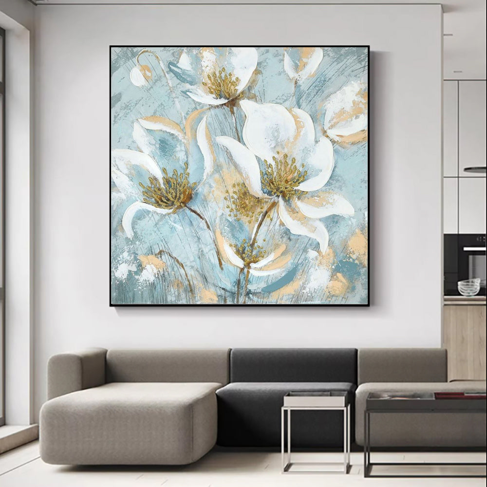 Handmade Oil Painting Canvas Wall Art Decoration Modern Abstract Jasmine Flower Paintings For Home Dining Room Decor Rolled Frameless Unstretched