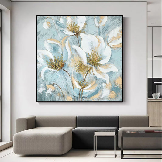 Handmade Oil Painting Canvas Wall Art Decoration Modern Abstract Jasmine Flower Paintings For Home Dining Room Decor Rolled Frameless Unstretched